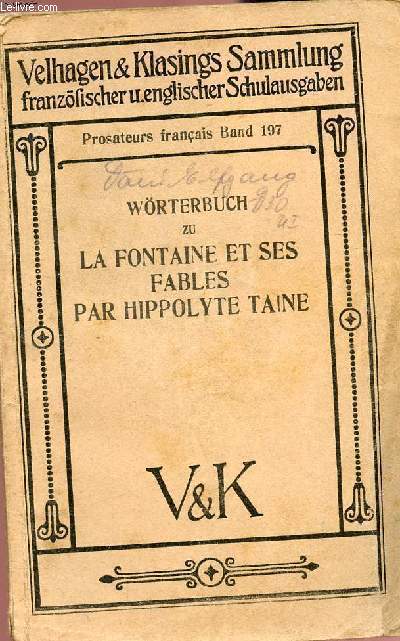 La Fontaine et ses fables ( le livret du vocabulaire) - collection les prosateurs franais N197