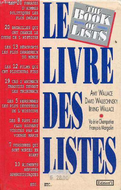 Le livre des listes - the book of lists.