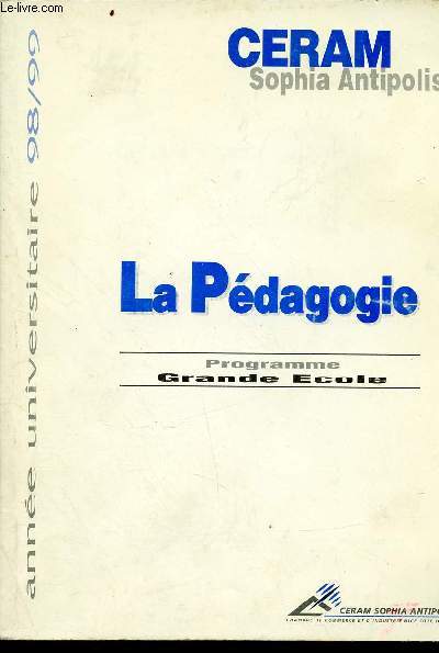 La pdagogie - Programme Grande cole - anne universitaires 98/99