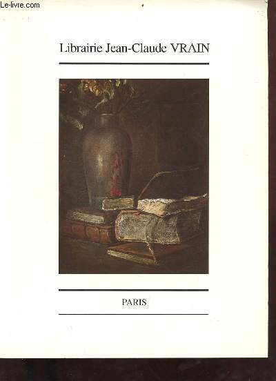Catalogue de la librairie Jean-Claude Vrain 1996.