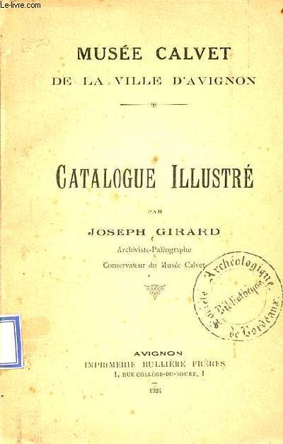 Muse Calvet de la ville d'Avignon - Catalogue illustr.