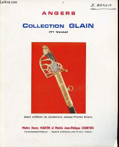 Catalogue de ventes aux enchres - Collection Glain 1re vente - dimanche 23 novembre 1980  14h et 20h30.