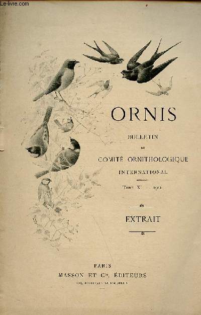 Les lgendes sur le coucou - Ornis bulletin du comit ornithologique international tome XI 1901 Extrait.