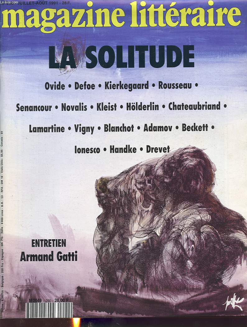 MAGAZINE LITTERAIRE n 290 Juillet- Aout 1991 : La solitude. Entretien Armand Gatti.