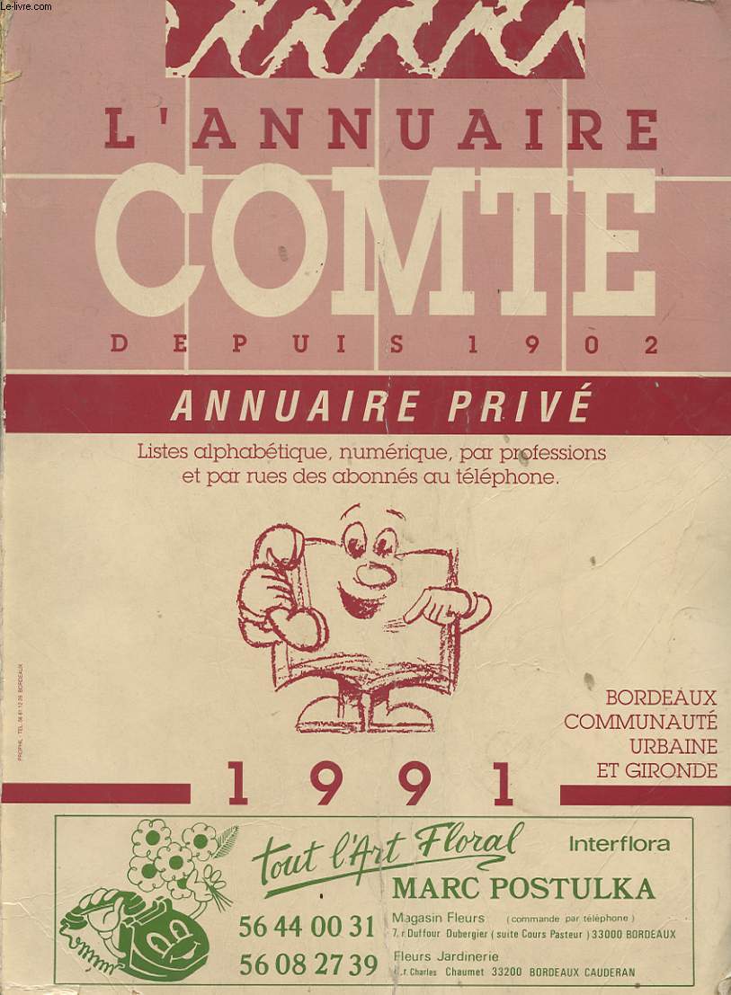 ANNUAIRE PRIVE BORDEAUX COMMUNAUTE URBAINE ET GIRONDE 1991