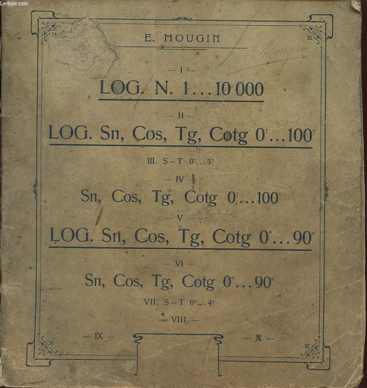 LOG. N. 1 ...10000 - II : LOG. SN. COS. TG. COTG 0...100