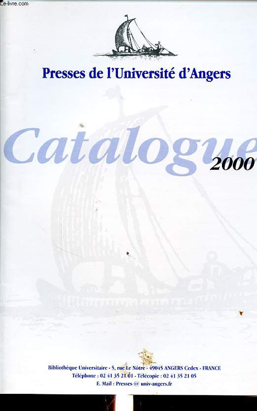 PRESSES DE L UNIVERSITE D ANGERS CATALOGUE 2000
