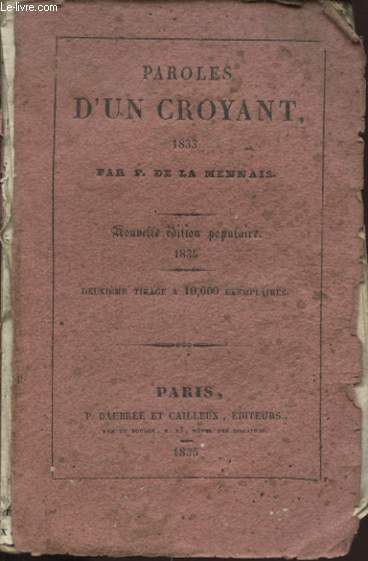 PAROLES D UN CROYANT 1833