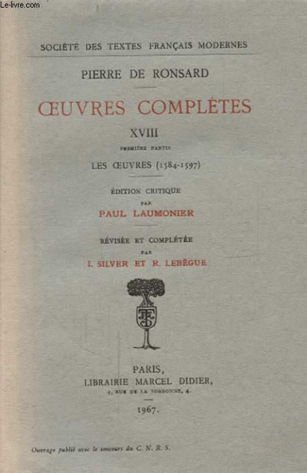 OEUVRES COMPLETES XVIII PREMERE PARTIE LES OEUVRES 1584 - 1597