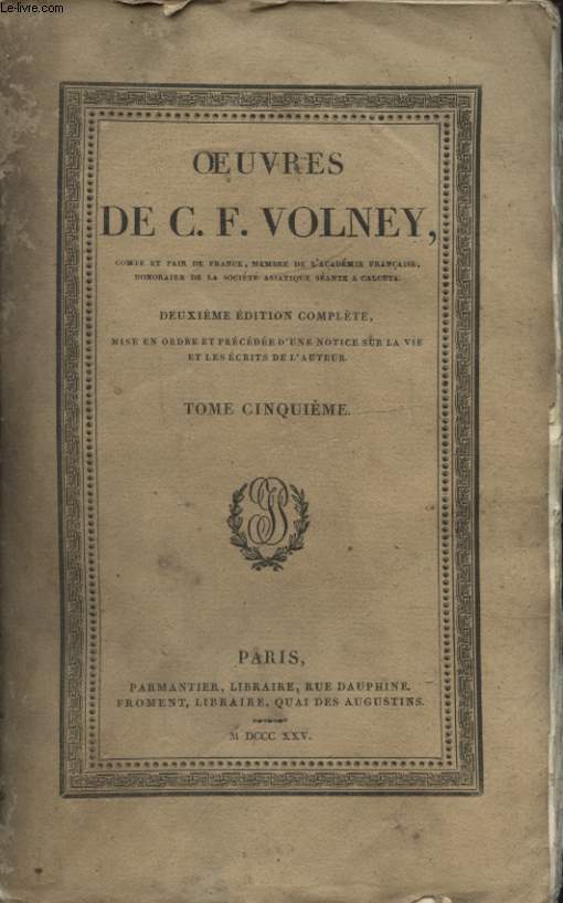 OEUVRES DE C. F. VOLNEY TOME CINQUIEME