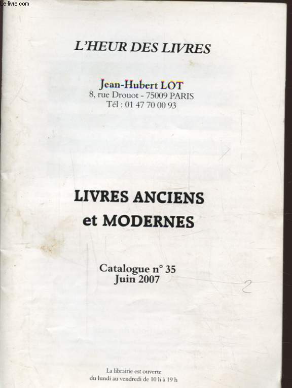 LIVRES ANCIENS ET MODERNES CATALOGUE N35