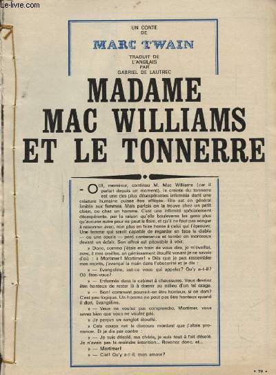 MADAME MAC WILLIAMS ET LE TONNERRE