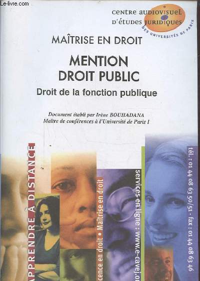 MAITRISE EN DROIT - MENTION DROIT PUBLIC - DROIT DE LA FONCTION PUBLIQUE.
