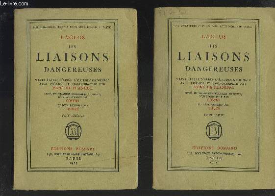 LACLOS DES LIAISONS DANGEREUSES - TOME 1 + TOME 2.