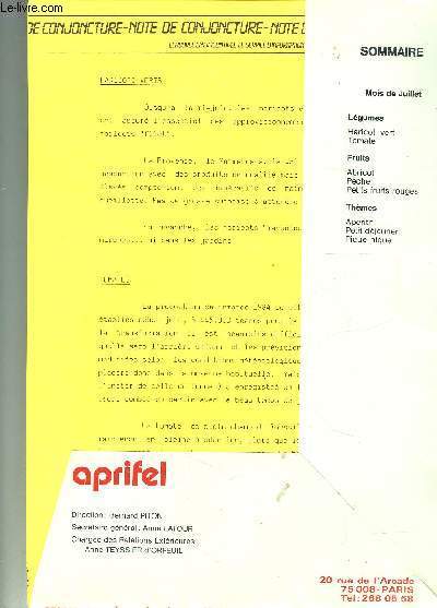 APRIFEL- Haricot vert- Tomate / Abricot- Pche- Petits fruits rouges / Apritifs- Petit-djeuner- Pique-nique / JUILLET 1984- Flash Info
