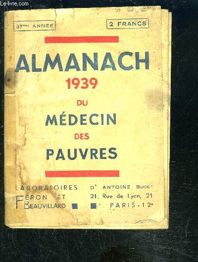 ALMANACH 1939 DU MEDECIN DES PAUVRES