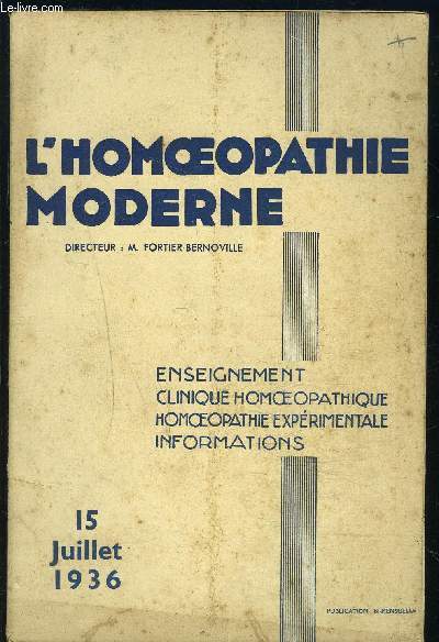 L HOMEOPATHIE MODERNE N14- JUILL 1936- MEDECINE MENTALE