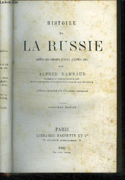 HISTOIRE DE LA RUSSIE DEPUIS LES ORIGINES JUSQU A L ANNEE 1884