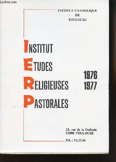INSTITUT ETUDES RELIGIEUSES PASTORALES 1976-1977