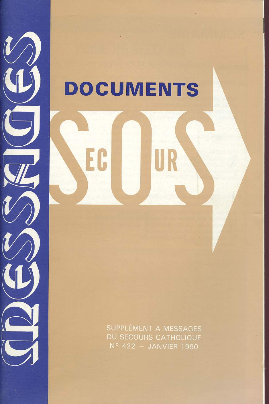 SUPPLEMENT A MESSAGE DU SECOURS CATHOLIQUE N422 - JANVIER 1990