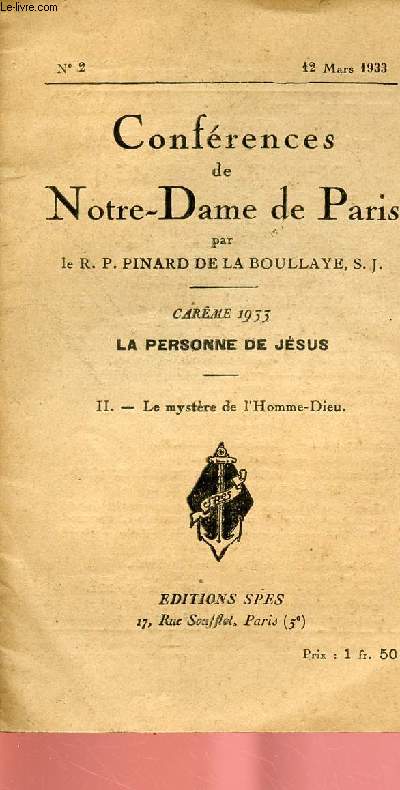 CONFERENCES DE NOTRE DAME DE PARIS 6- N2 -12 MARS 1933