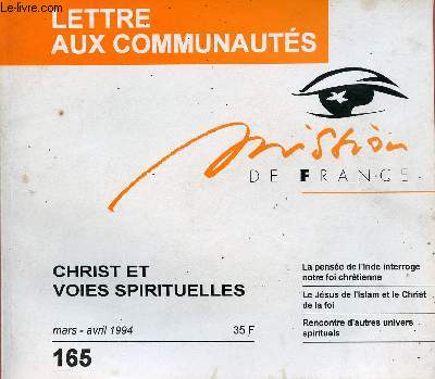 MISSION DE FRANCE - LETTRE AUX COMMUNAUTES N165 - MARS/AVRIL 94