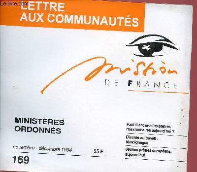MISSION DE FRANCE - LETTRE AUX COMMUNAUTES N169 - NOV/ DEC 94