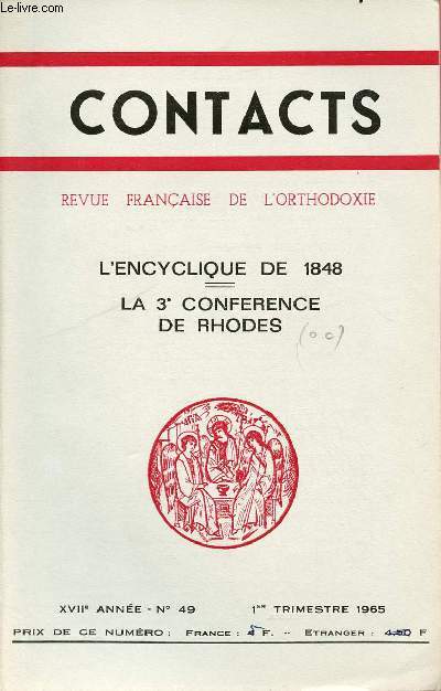 CONTACT N49- 1er TRIM 65 / L'ENCYCLIQUE DE 1848 : LA 3E CONFERENCE DE RHODES