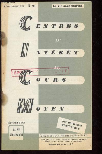 CENTRES D'INTERET AU COURS MOYEN N28- SEPT 1963 : LA VIE SOUS MARINE