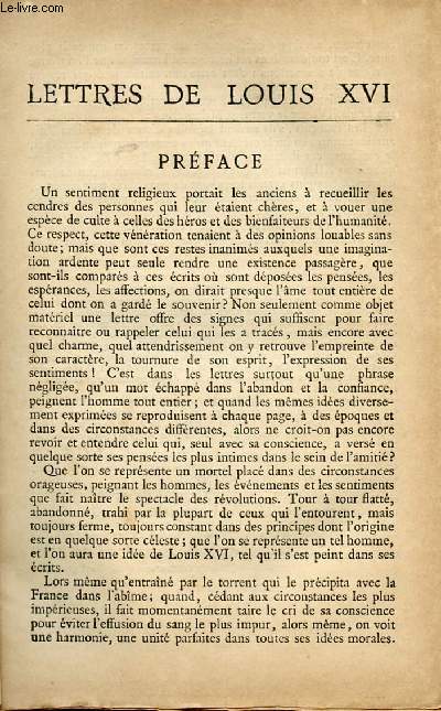BIBLIOTHEQUE POPULAIRE - LETTRES DE LOUIS XVI