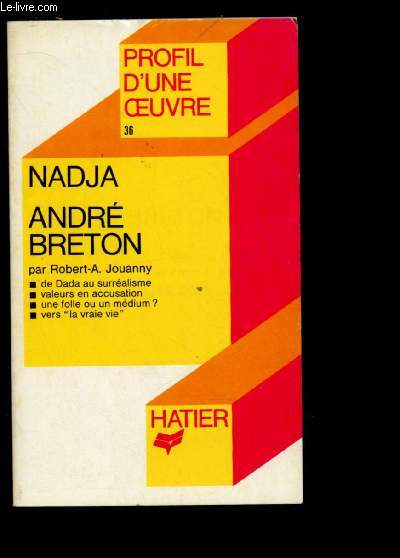 NADJA D'ANDRE BRETON - ANALYSE CRITIQUE - PROFIL D'UNE OEUVRE N36