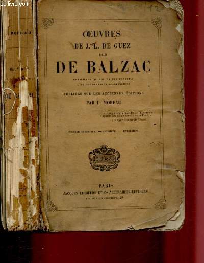 TOME II / OEUVRES DE J. L. DE GUEZ SIEUR DE BALZAC : Socrate chrestien - Aristippe - Entretiens.