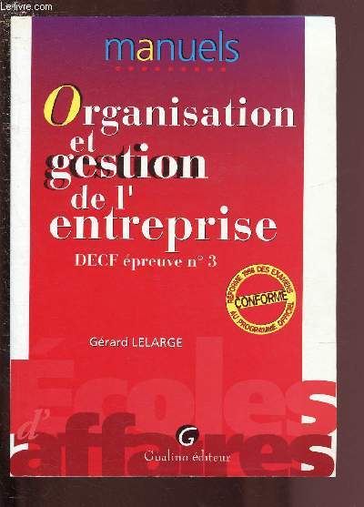 ORGANISATION ET GESTION DE L'ENTREPRISE - DECF - EPREUVE N3