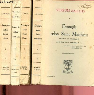 VERBUM SALUTIS - 4 VOLUMES : TOMES I, II, III ET IV : EVANGILE SELON : I - SAINT-MATTHIEU II- SAINT MARC, III -SAINT-LUC, IV SAINT-JEAN