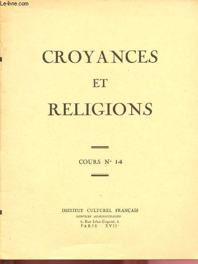 COURS N14 : CROYANCES ET RELIGIONS
