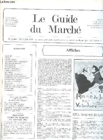 JUILLET 1980/JUIN 1981 - SUPPLEMENT A LA GAZETTE - LE GUIDE DU MARCHE : Armes, art islamique; art primitifs, cartes postales, estampes, jouets, automates, monnaies,etc.