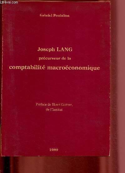 Joseph Lang prcurseur de la comptabilit macroconomique