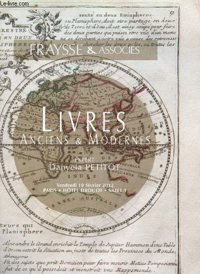 Catalogue de ventes aux enchres - 10 fvrier 2012 - Htel Drouot - paris : livres anciens et modernes