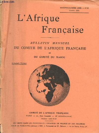 L'Afrique franaise - n10 - 44e anne - Octobre 1934