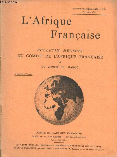 L'Afrique franaise - n11 - 44e anne - Novembre 1934