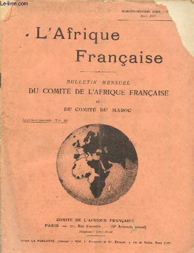 L'Afrique franaise - n3 - 49e anne -Mars 1939