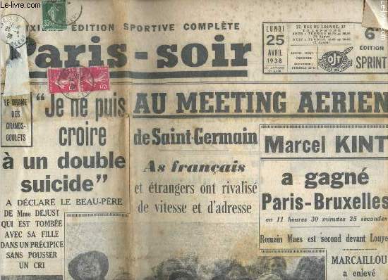 Paris-soir n 5400 - 16e anne - 25 avril 1938