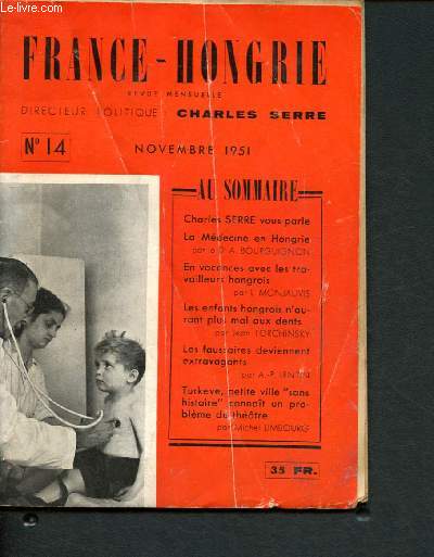 France-Hongrie n14 - Novembre 1951 :