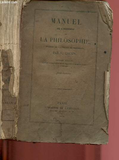 Manuel de l'histoire de la philosophie - Tome I