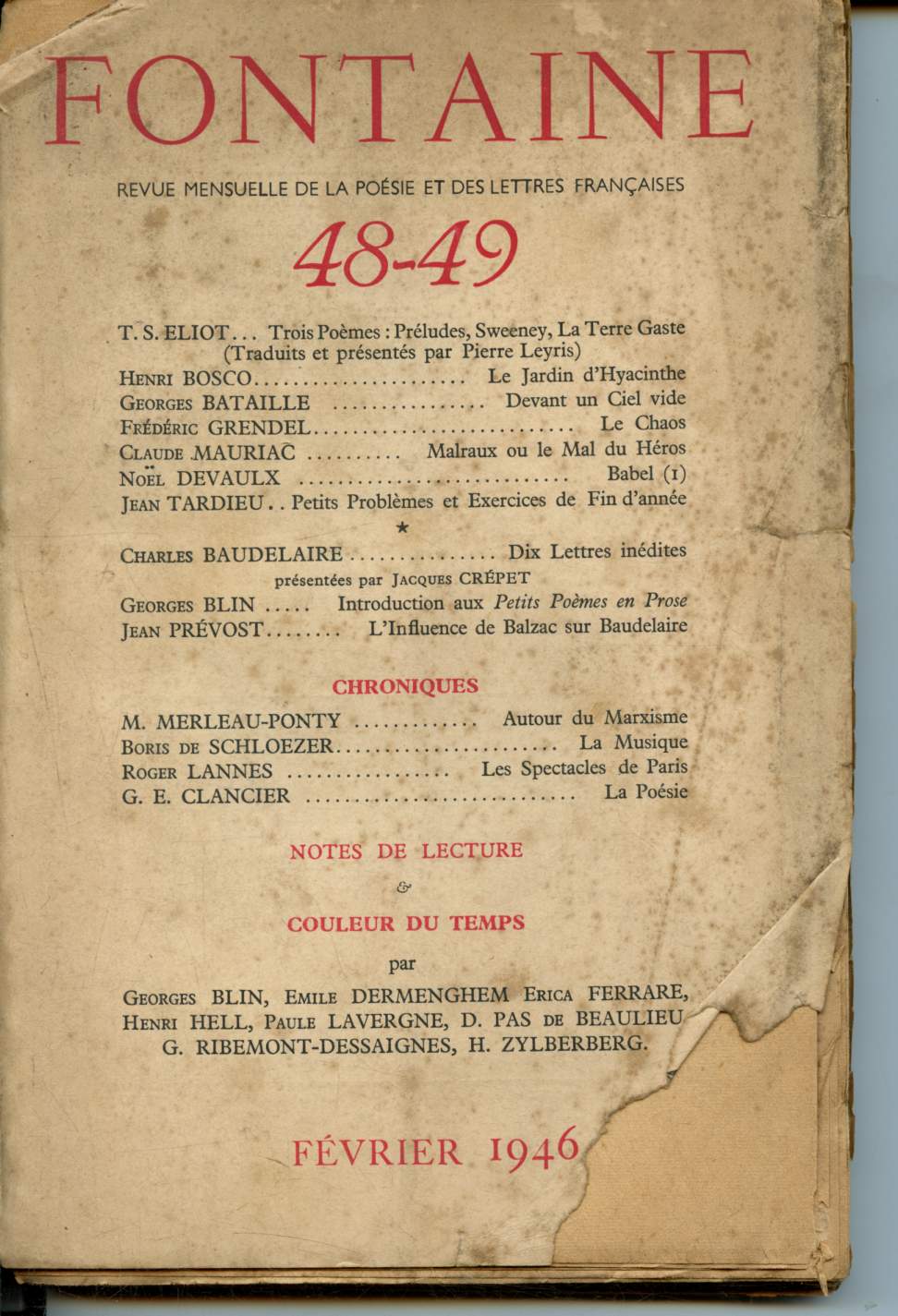 Fontaine n48-49 - Janvier - Fvrier 1946 - tome IX