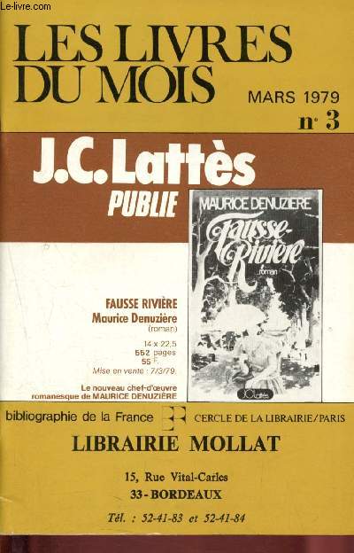 Les livres du mois - Librairie Mollat - Bordeaux : N 3 - mars 1979 : table mensuelle des nouveautes parues entre le 22 fvrier et le 21 mars 1979