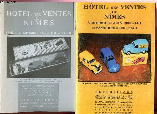 2 Catalogues de ventes aux enchres - Htel des Ventes de Nmes - 20 Novembre 1993 et 25 Juin 1999 : Dinki toys, Modlisme, Voitures miniatures