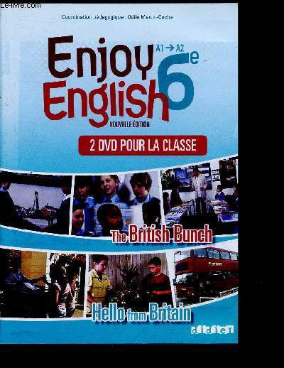 Enjoy English 6me- Coffret incomplet : 1seul DVD pour la classe - hello from britain - getting ready - start of the day - packed lunches - buying ice cream - after school - PE lessons - my house - what do you want for christmas - decorating the house....