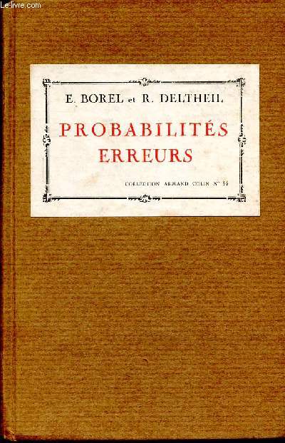 Probabilits erreurs - N34 section mathmatiques - Collection Armand Colin