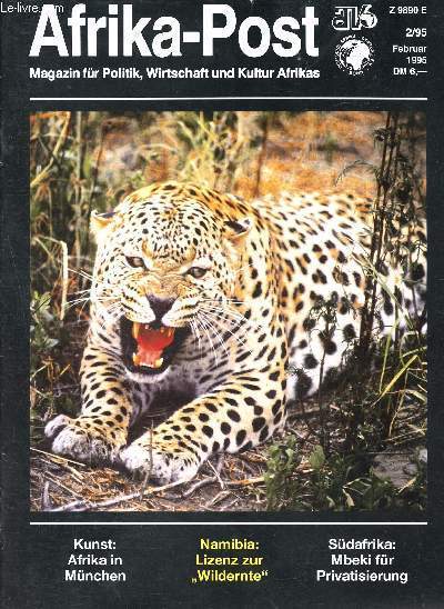 Afrika post - februar 1995, 2/95 - DM6 - kunst: afrika in munchen - namibia : lizenz wildernte - sudafrika : mbeki fur privatisierung